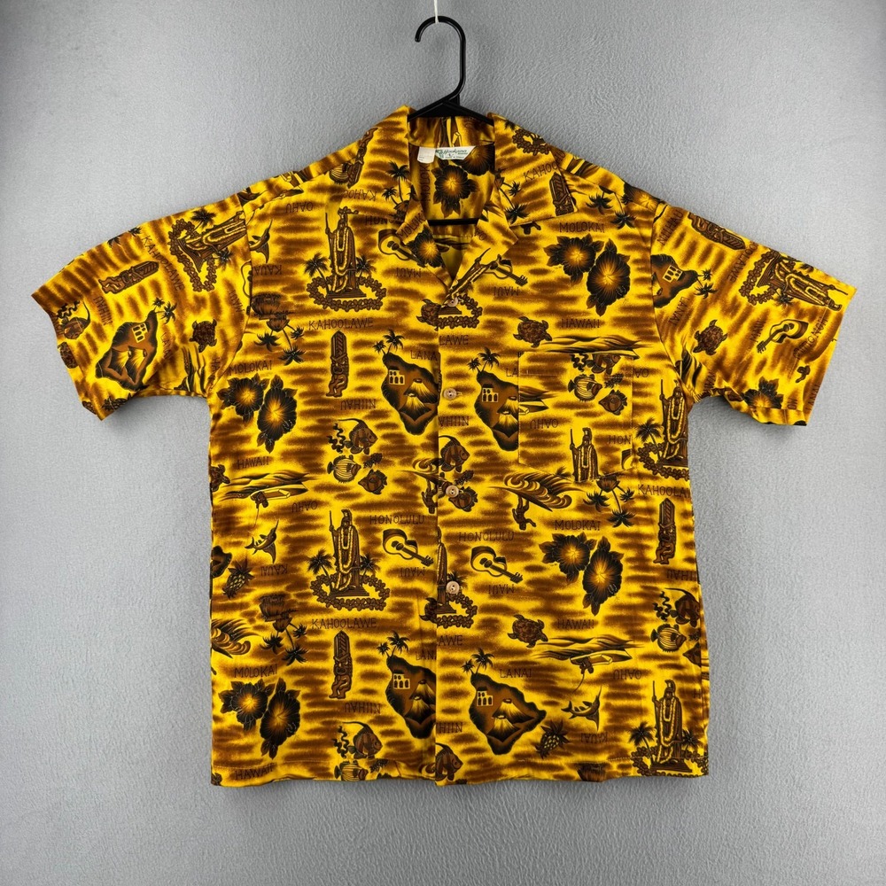 Vintage 60s Hawaiian Shirt Mens Large Cotton Hookano Brand Aloha Deadstock
